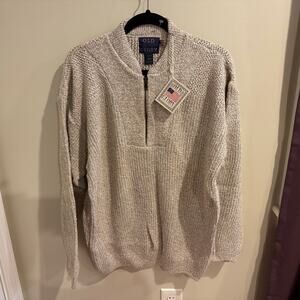 Vintage Old Glory Men’s Quarter Zip Pullover Sweater Chunky Knit Size M NWT